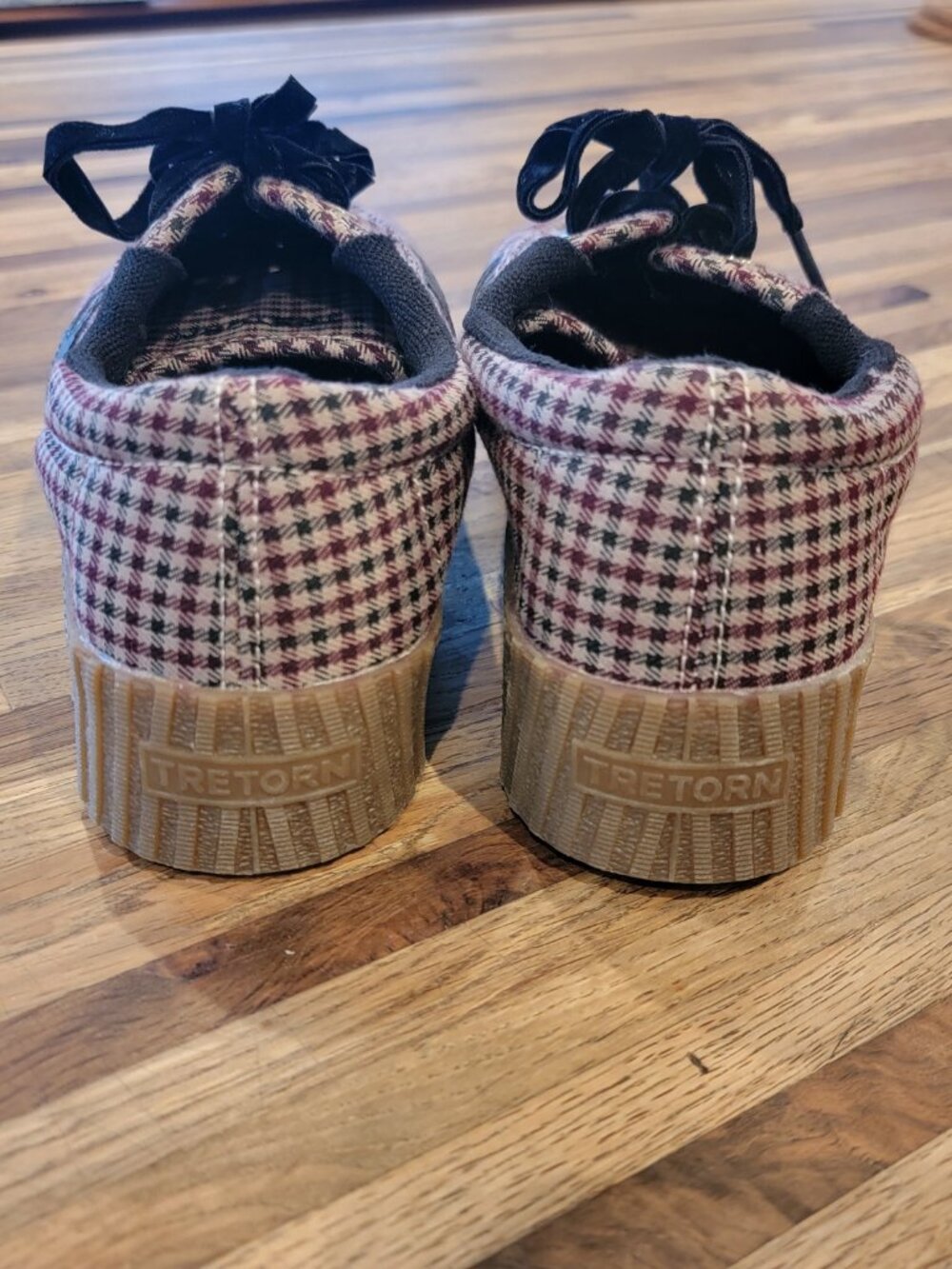 Tretorn NYLITE PLUS BOLD Burgundy Plaid Platform Sneakers Women - Picture 7 of 14